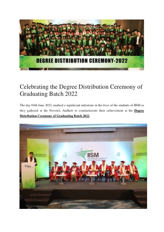 Celebrating the Degree Distribution Ceremony of Graduating Batch 2022-IISM Mumbai