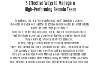 5 effective ways to manage a high performing