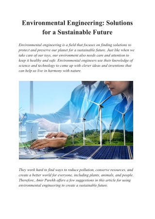 Engineering a Greener World Environmental Solutions for a Sustainable Future
