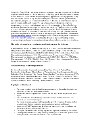 antitussive drugs market research report deals
