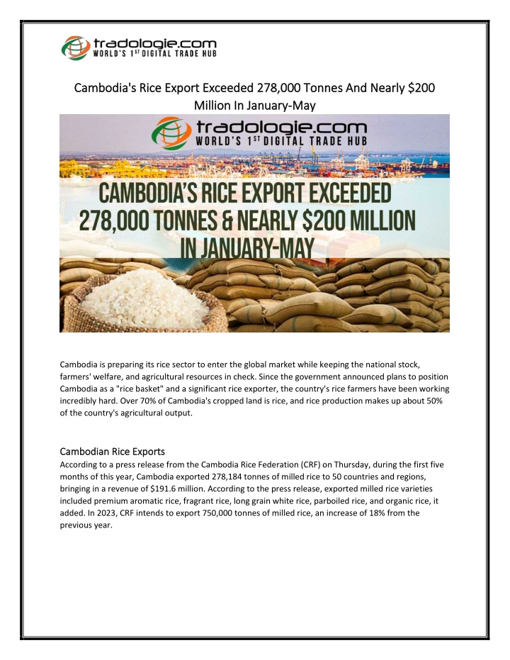 cambodia s rice export exceeded 278 000 tonnes
