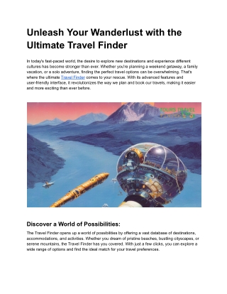Unleash Your Wanderlust with the Ultimate Travel Finder