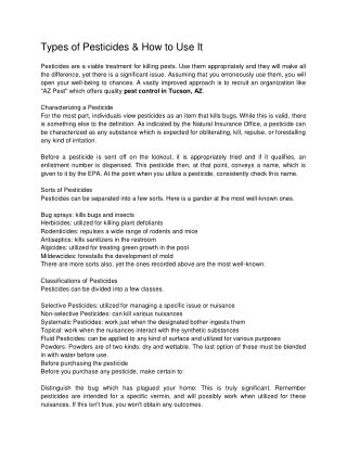 types of pesticides how to use it pesticides