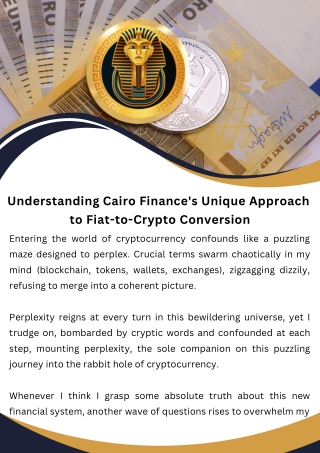 Understanding Cairo Finance's Unique Approach to Fiat-to-Crypto Conversion