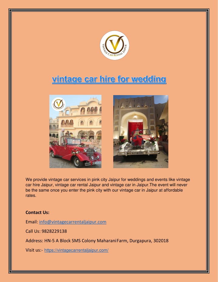 we provide vintage car services in pink city
