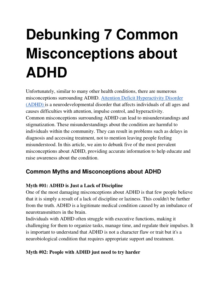 debunking 7 common misconceptions about adhd