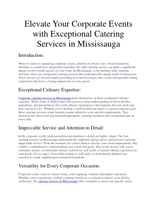 Corporate Catering Services in Mississauga