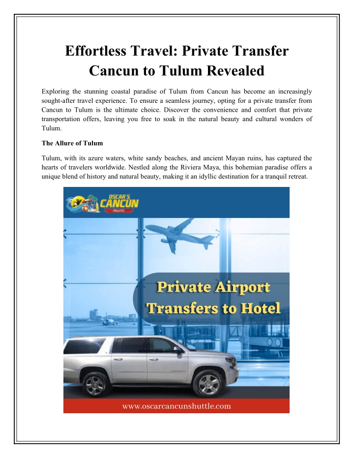 effortless travel private transfer cancun