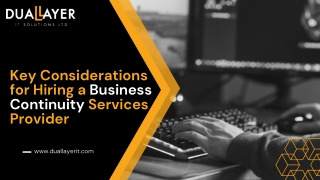 Key Considerations for Hiring a Business Continuity Services Provider
