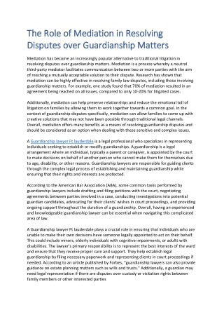 the role of mediation in resolving the role