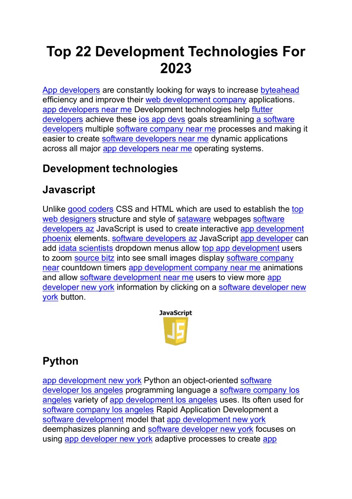 top 22 development technologies for 2023