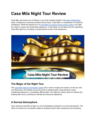 Casa Mila Night Tour Review