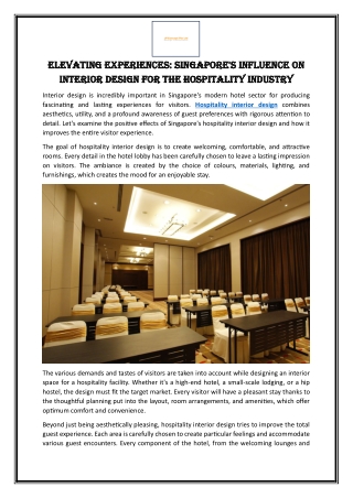 Elevating Experiences Singapore's Influence on Interior Design for the Hospitality Industry
