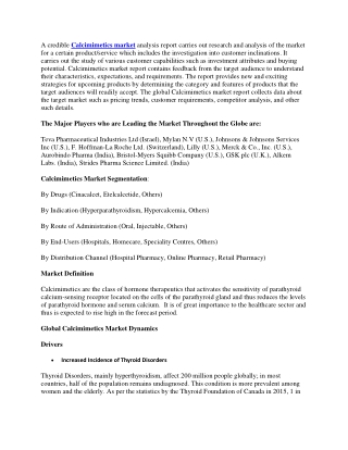 a credible calcimimetics market analysis report