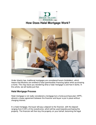 how does halal mortgage work
