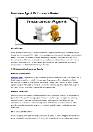 insurance agent vs insurance broker