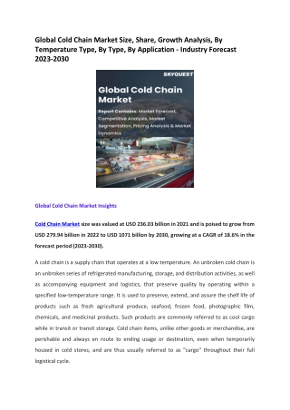 global cold chain market size share growth