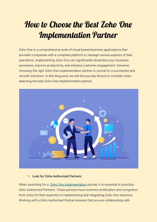 How to Choose the Best Zoho One Implementation Partner