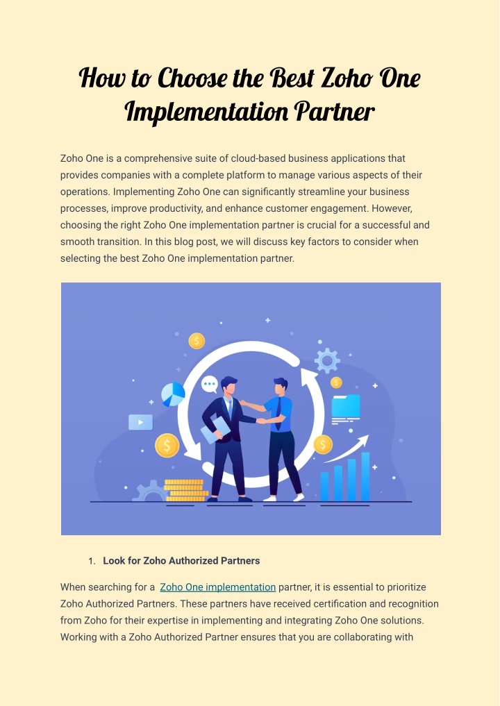 how t cho th bes zoh on implementatio partner