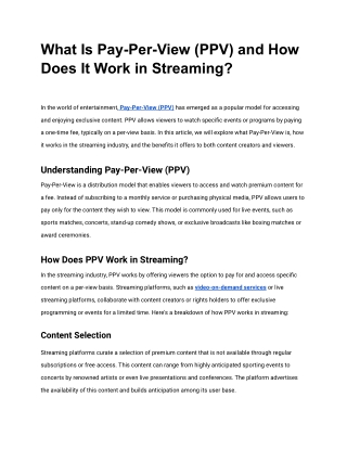 What Is Pay-Per-View (PPV) and How Does It Work in Streaming