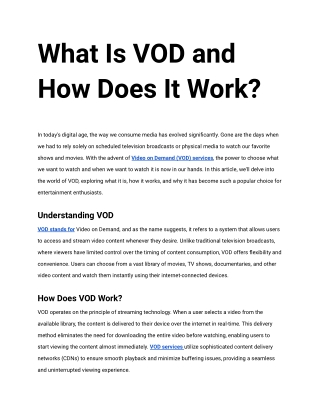 What Is VOD and How Does It Work