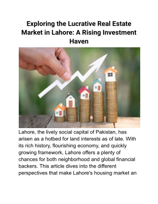 Exploring the Lucrative Real Estate Market in Lahore_ A Rising Investment Haven