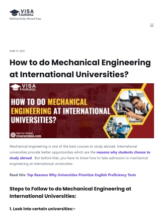 Mechanical engineering at international universities