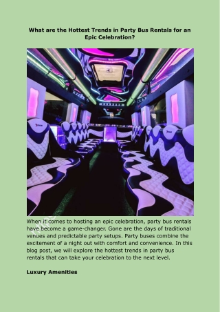 What are the Hottest Trends in Party Bus Rentals for an Epic Celebration