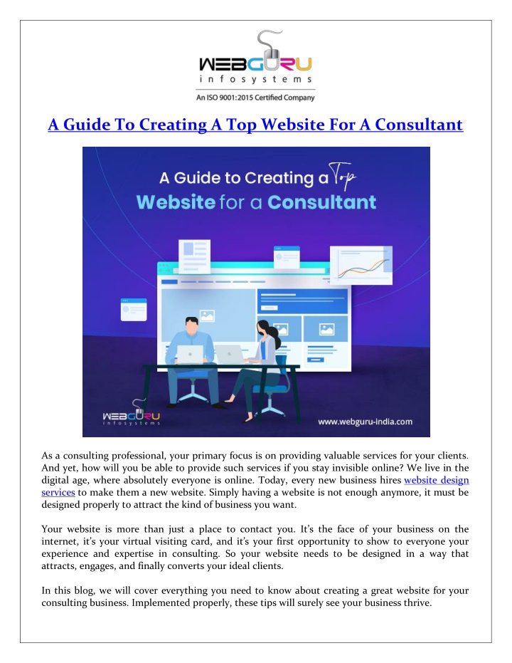 a guide to creating a top website for a consultant