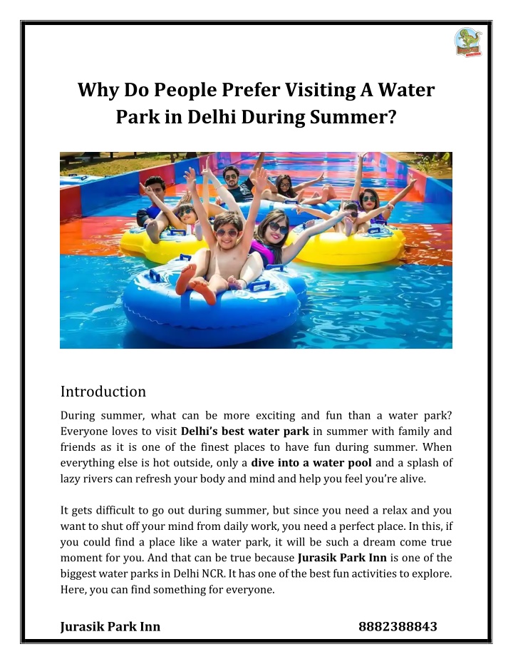 why do people prefer visiting a water park