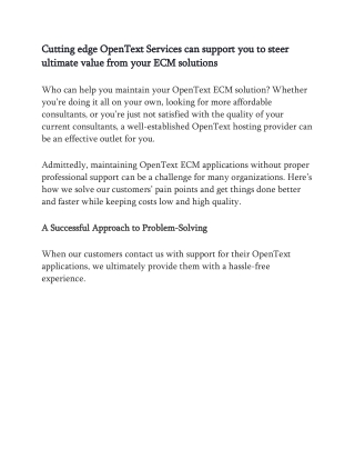 cutting edge opentext services can support