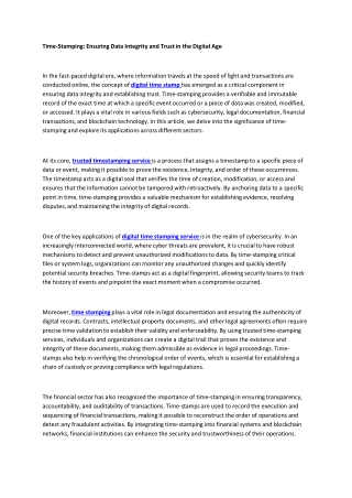 time stamping ensuring data integrity and trust