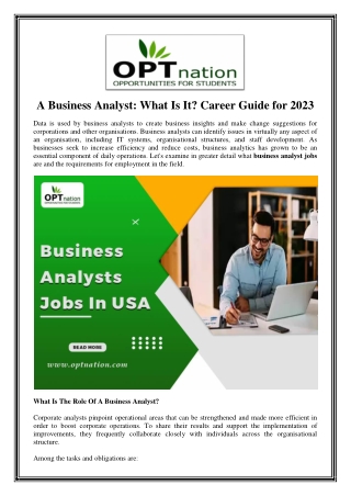 Business analysts jobs in usa