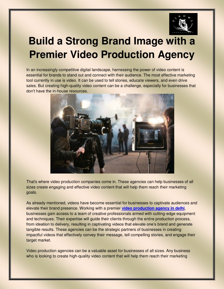build a strong brand image with a premier video