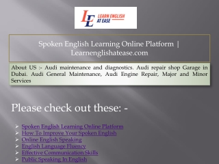Spoken English Learning Online Platform  Learnenglishatease.com