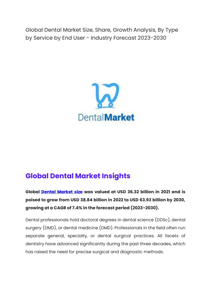 global dental market size share growth analysis