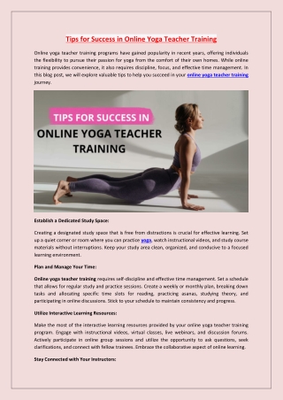 Tips for Success in Online Yoga Teacher Training