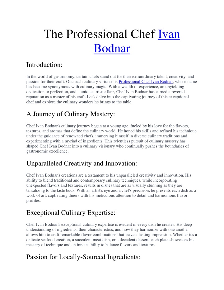 the professional chef ivan bodnar