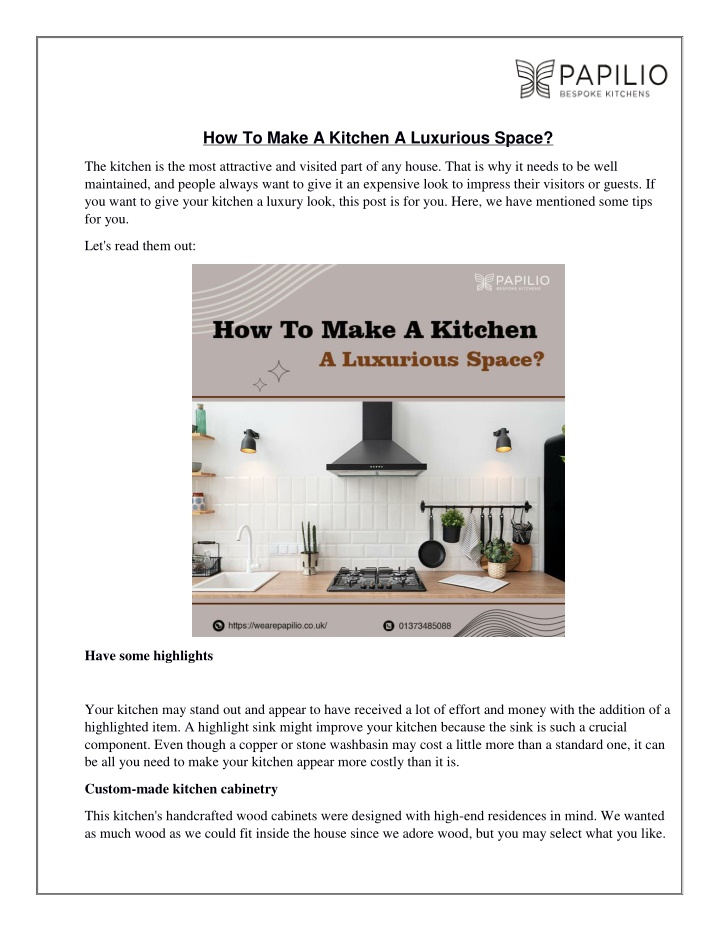 how to make a kitchen a luxurious space