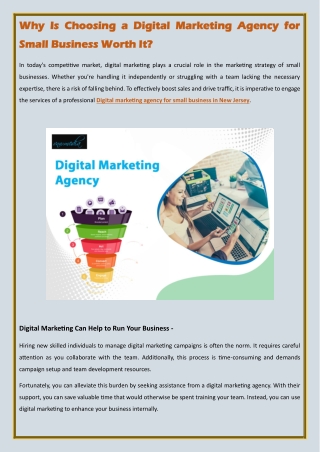 Why Is Choosing a Digital Marketing Agency for Small Business Worth It
