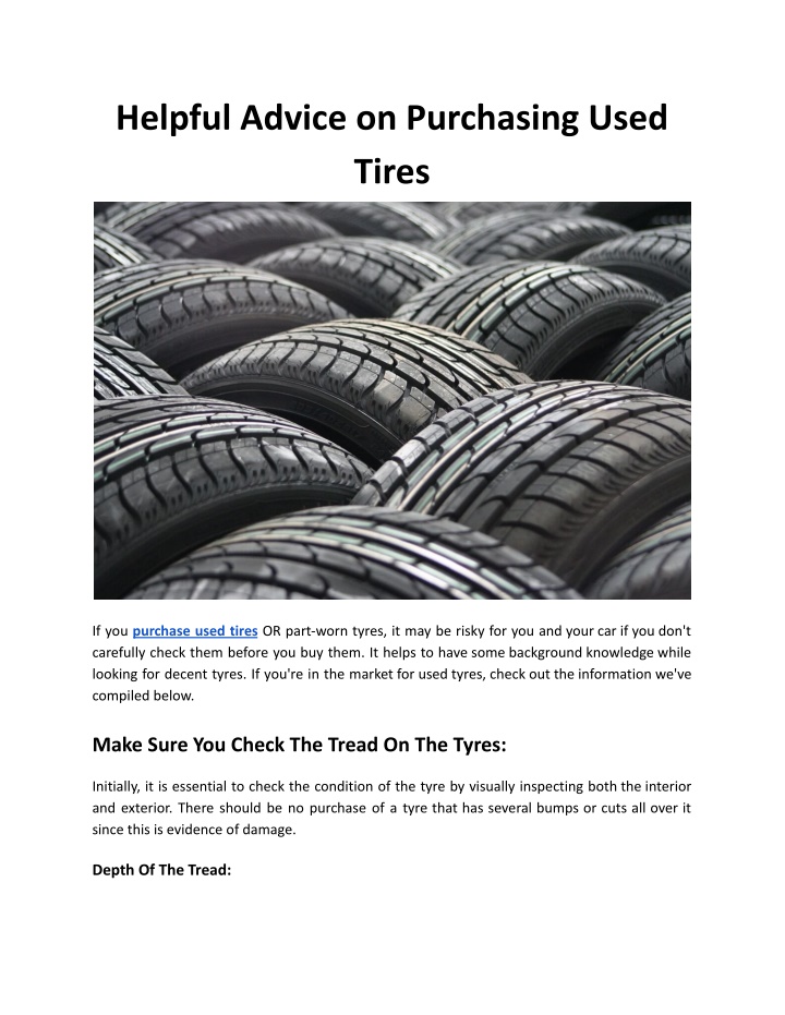 helpful advice on purchasing used tires