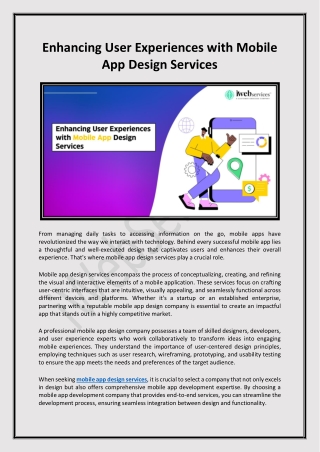 Enhancing User Experiences with Mobile App Design Services