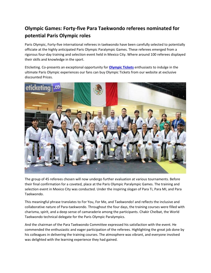 olympic games forty five para taekwondo referees