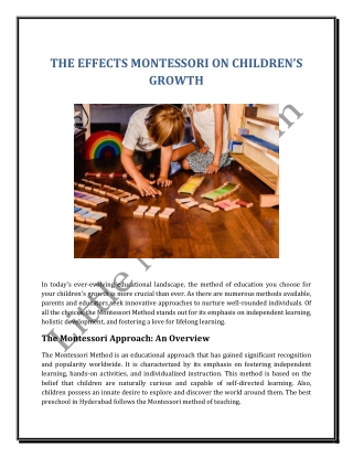 THE EFFECTS MONTESSORI ON CHILDREN