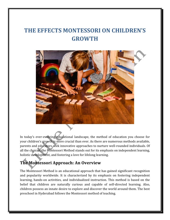 the effects montessori on children s growth