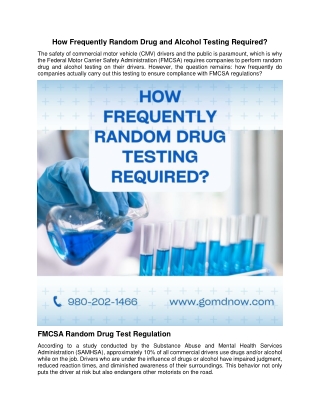 How Frequently Random Drug and Alcohol Testing Required