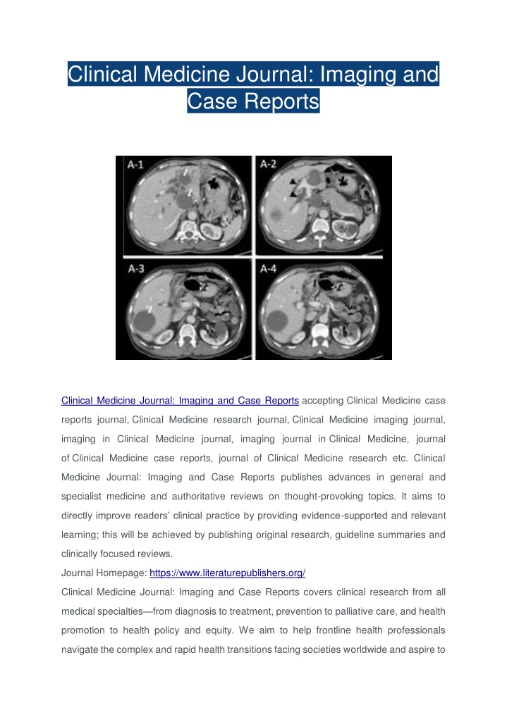 clinical medicine journal imaging and case reports