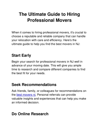 The Ultimate Guide to Hiring Professional Movers