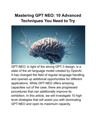 mastering gpt neo 10 advanced techniques you need