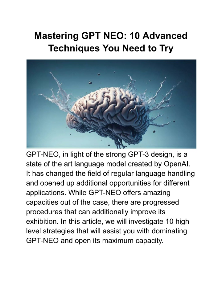 mastering gpt neo 10 advanced techniques you need